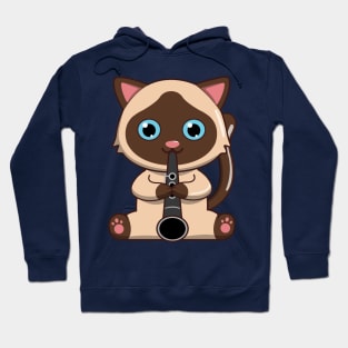 Siamese Cat Playing The Clarinet Hoodie